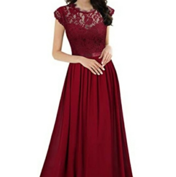 Formal Floral Lace Evening Party Maxi Dress - Picture 2 of 8